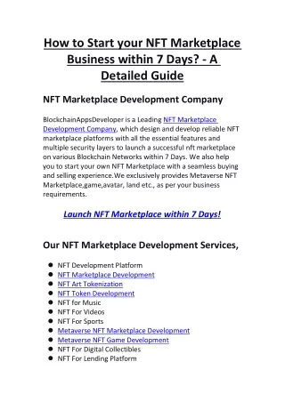 How to Start your NFT Marketplace Business within 7 Days? - A Detailed Guide