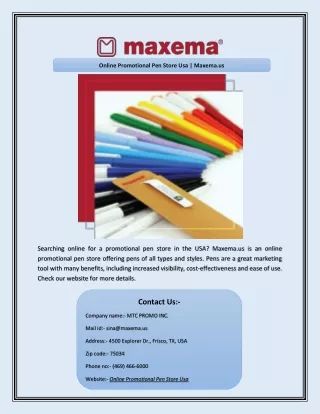 Online Promotional Pen Store Usa | Maxema.us