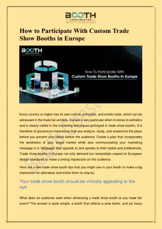How to Participate With Custom Trade Show Booths in Europe