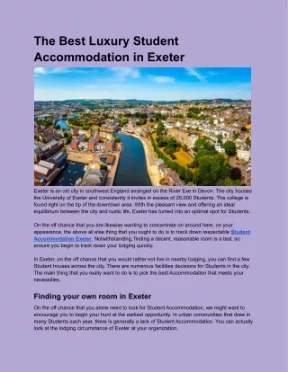 The Best Luxury Student Accommodation in Exeter
