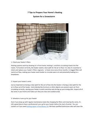 7 Tips to Prepare Your Home Heating System for a Snowstorm