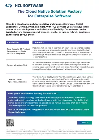 the cloud native solution factory for enterprise
