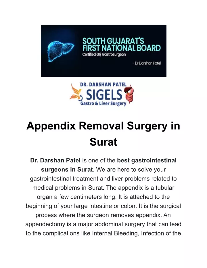 appendix removal surgery in surat