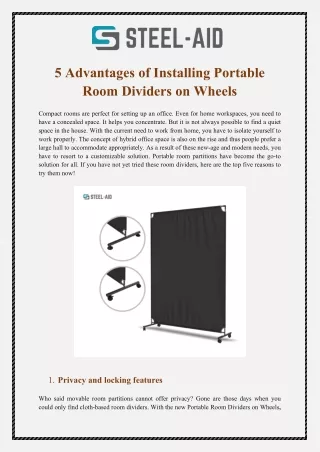 5 Advantages of Installing Portable Room Dividers on Wheels
