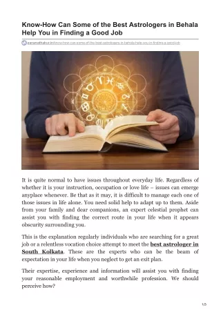 Know-How Can Some of the Best Astrologers in Behala Help You in Finding a Good Job