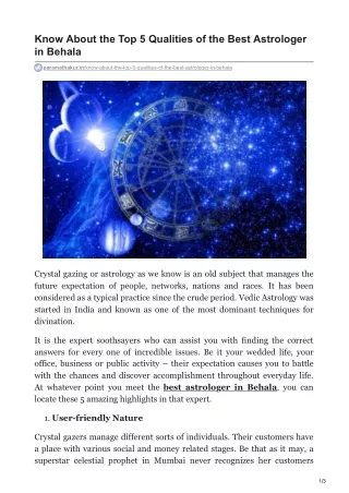 Know About the Top 5 Qualities of the Best Astrologer in Behala