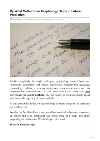 By What Method Can Graphology Helps in Future Prediction