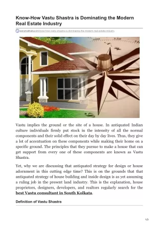 Know-How Vastu Shastra is Dominating the Modern Real Estate Industry