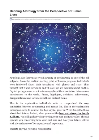 Defining Astrology from the Perspective of Human Lives