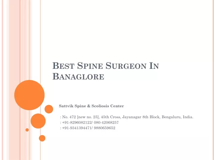 best spine surgeon in banaglore