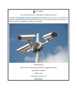 Cctv Surveillance Systems in Hyderabad | Vashishtasystems.com