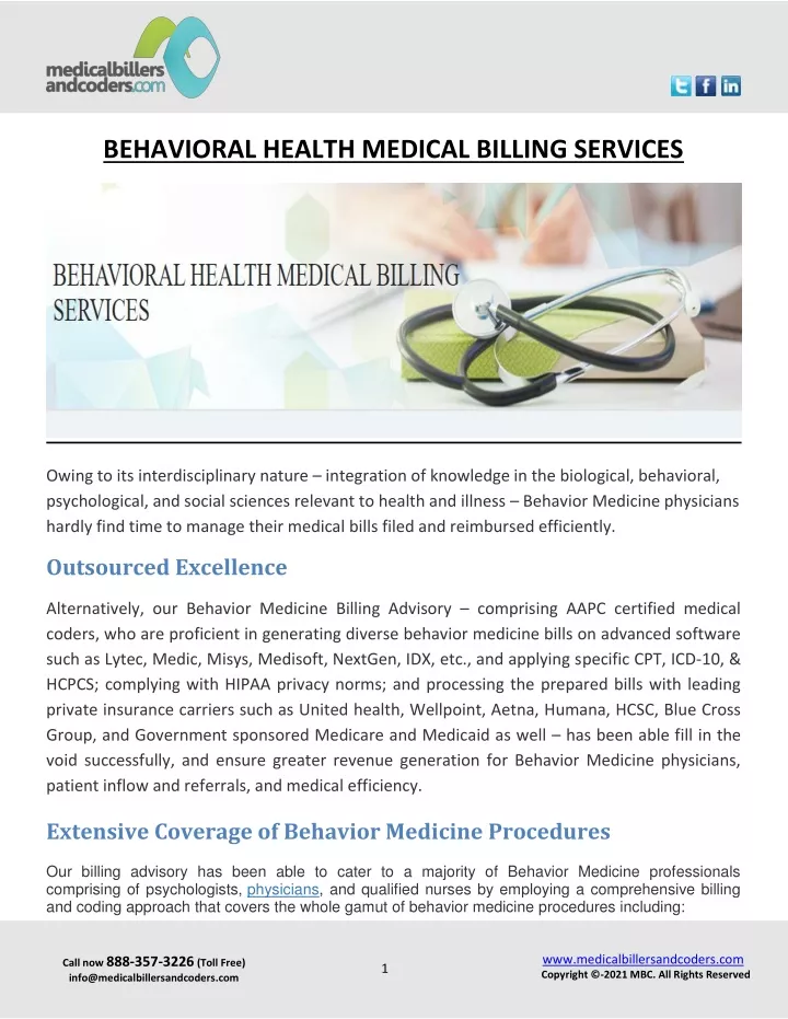 behavioral health medical billing services