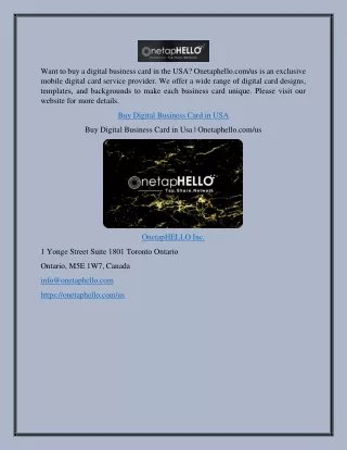 Buy Digital Business Card in Usa | Onetaphello.com/us