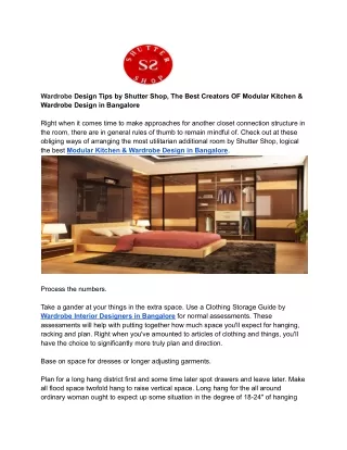 Wardrobe Design Tips by Shutter Shop, The Best Creators OF Modular Kitchen & Wardrobe Design in Bangalore