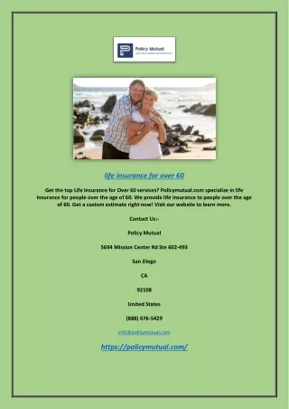Life Insurance for Over 60 | Policymutual.com