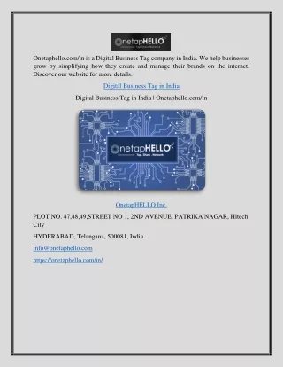 Digital Business Tag in India | Onetaphello.com/in