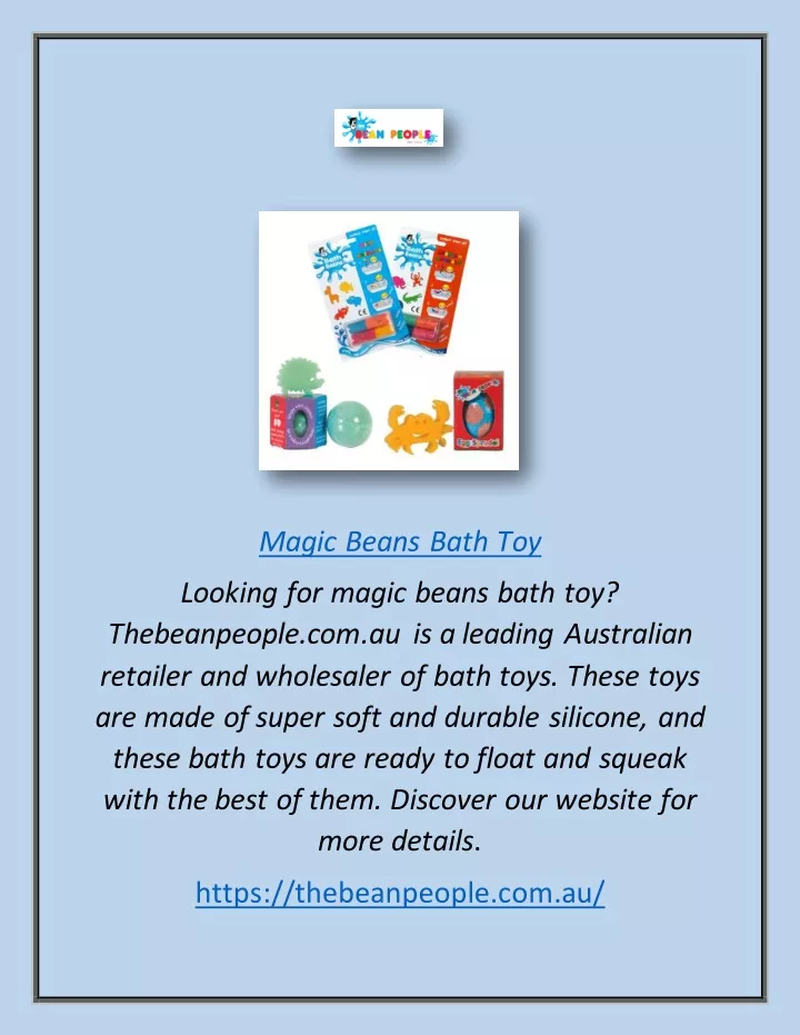 magic beans bath toy