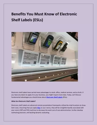 Benefits You Must Know of Electronic Shelf Labels (ESLs)