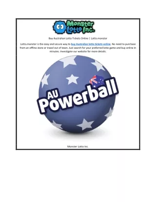 Buy Australian Lotto Tickets Online | Lotto.monster