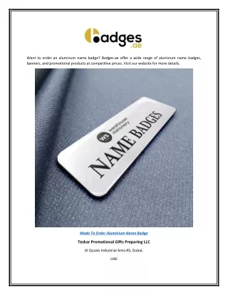 Made to Order Aluminium Name Badge | Badges.ae