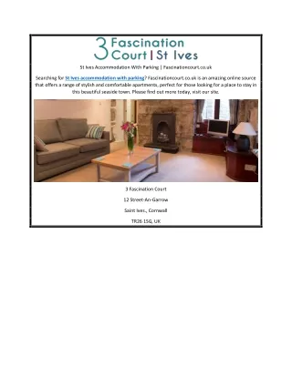 St Ives Accommodation With Parking | Fascinationcourt.co.uk