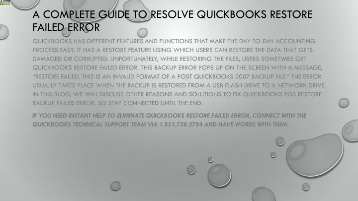 a complete guide to resolve quickbooks restore failed error