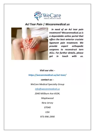 acl tear pain wecaremedical us