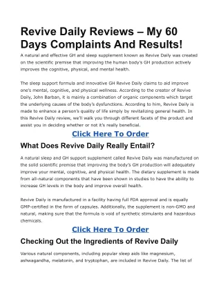 Revive Daily Reviews – My 60 Days Complaints And Results