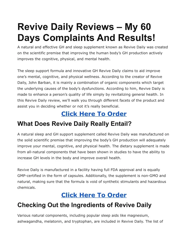 revive daily reviews my 60 days complaints