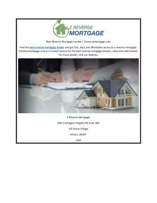 Best Reverse Mortgage Lender | Zreversemortgage.com
