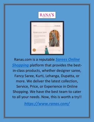 Sarees Online Shopping | Ranas.com