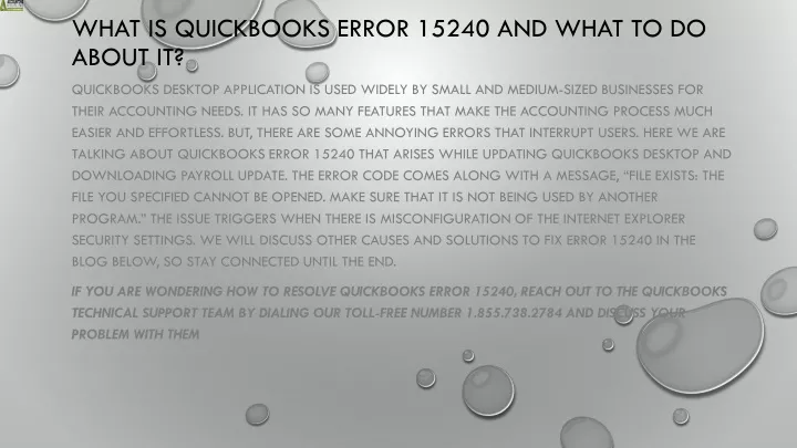 what is quickbooks error 15240 and what to do about it