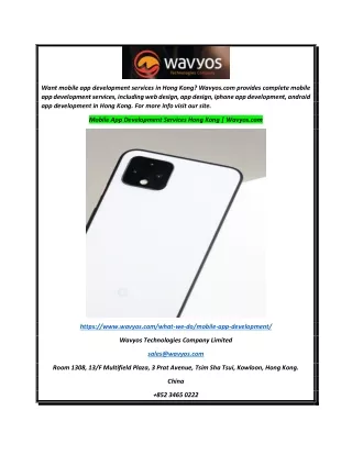Mobile App Development Services Hong Kong  Wavyos.com