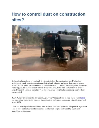 Road dust control Contractors