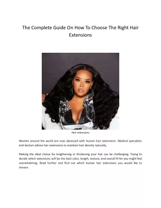 The Complete Guide On How To Choose The Right Hair Extensions