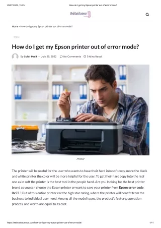 How do I get my Epson printer out of error mode ?