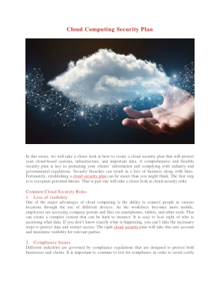 Cloud Computing Security Plan