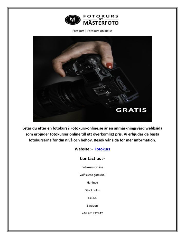 fotokurs fotokurs online se