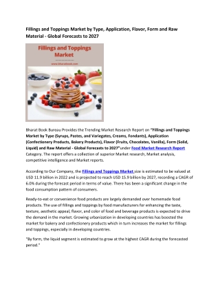 fillings and toppings market by type application