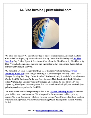 a4 size invoice printsdubai com