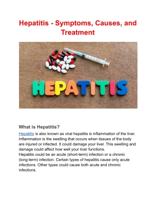 Hepatitis - Symptoms, Causes, and Treatment
