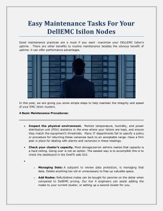 Easy Maintenance Tasks For Your DellEMC Isilon Nodes