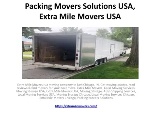 Packing Movers Solutions USA, Extra Mile Movers
