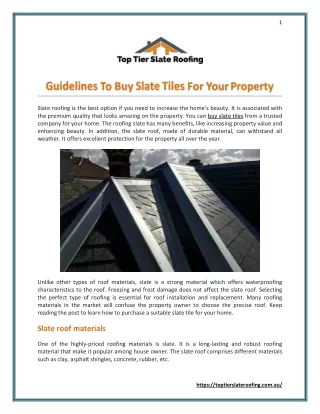 Guidelines To Buy Slate Tiles For Your Property