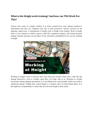what is the height work training