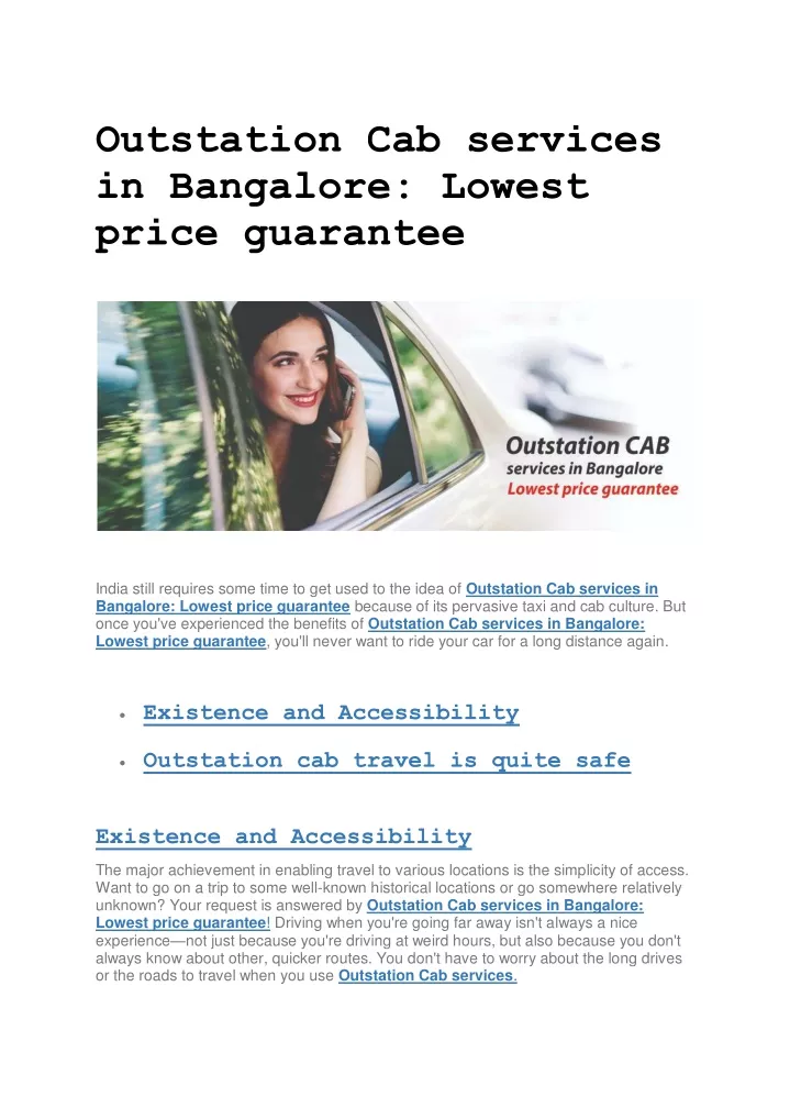 outstation cab services in bangalore lowest price