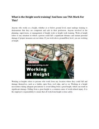 what is the height work training