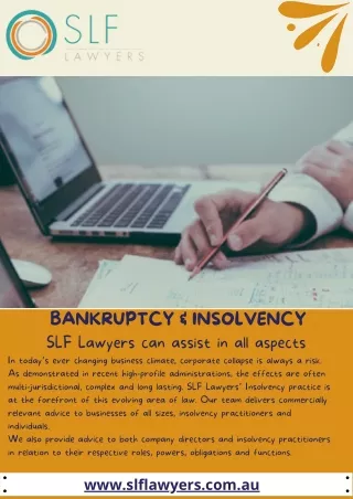 SLF Lawyers can assist  in Bankruptcy & Insolvency