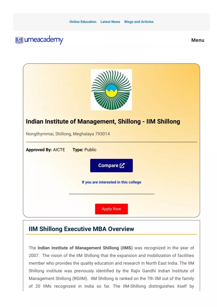 PPT - Iim Shillong Working Executive Mba PowerPoint Presentation, Free ...