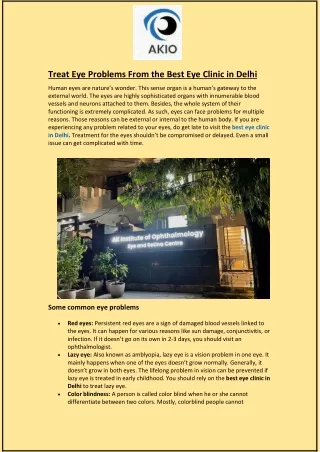 Treat Eye Problems From the Best Eye Clinic in Delhi